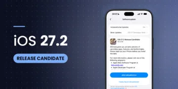 iOS 27.2 Release Candidate in the software update screen on an iPhone