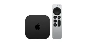 Apple TV 4K with Siri Remote on a white background – Apple does not list the box's memory itself