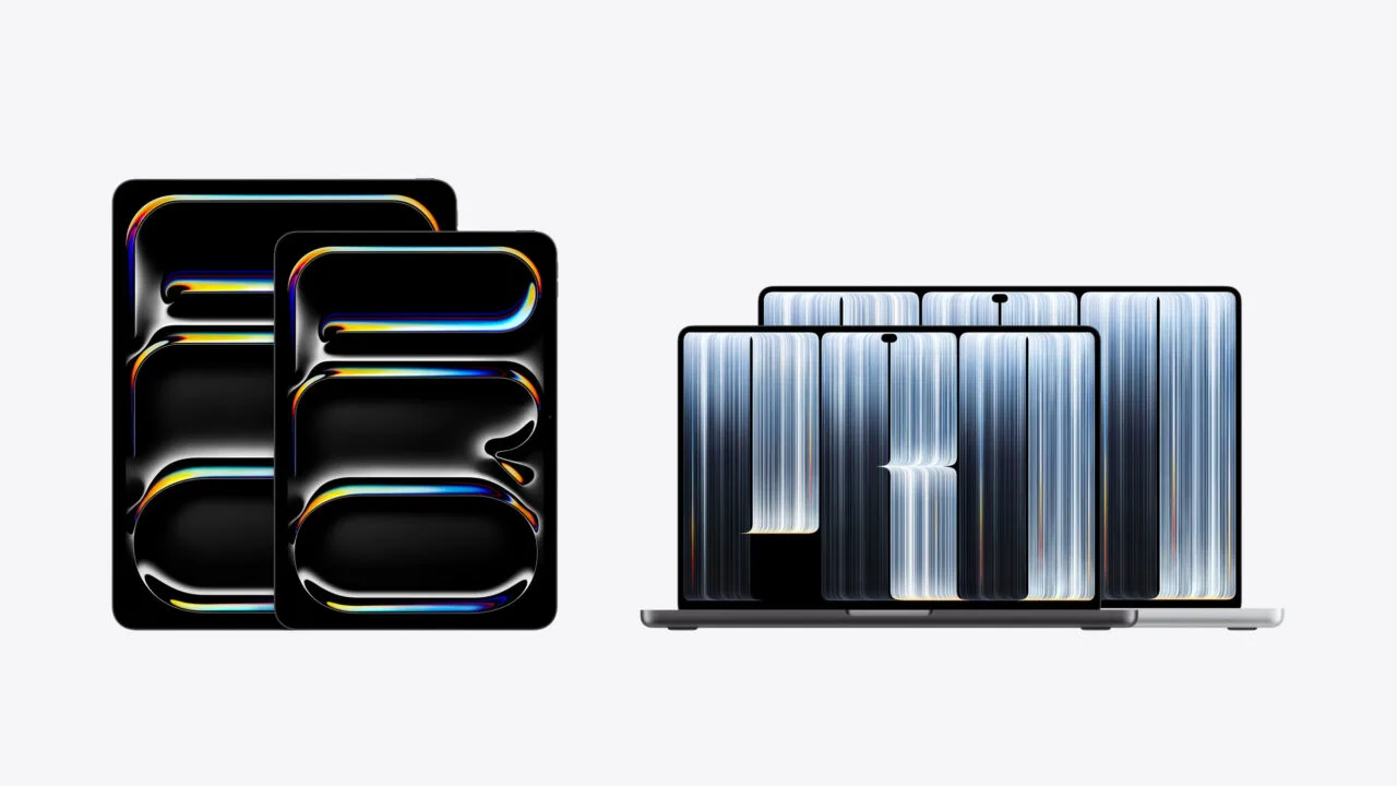 iPad Pro vs. MacBook Pro: on the left the 13-inch and 11-inch iPad Pro, on the right the 14-inch and 16-inch MacBook Pro with PROLED XDR display