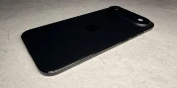 iPhone Air 2: The current iPhone Air in black lying face down on a light stone surface
