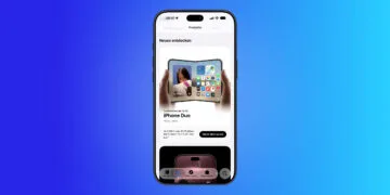 Prepare the iPhone Duo pre-order: the Apple Store app shows the iPhone Duo with pre-orders from 16 October, a price from 2,299 euros and the "Mach dich bereit" button