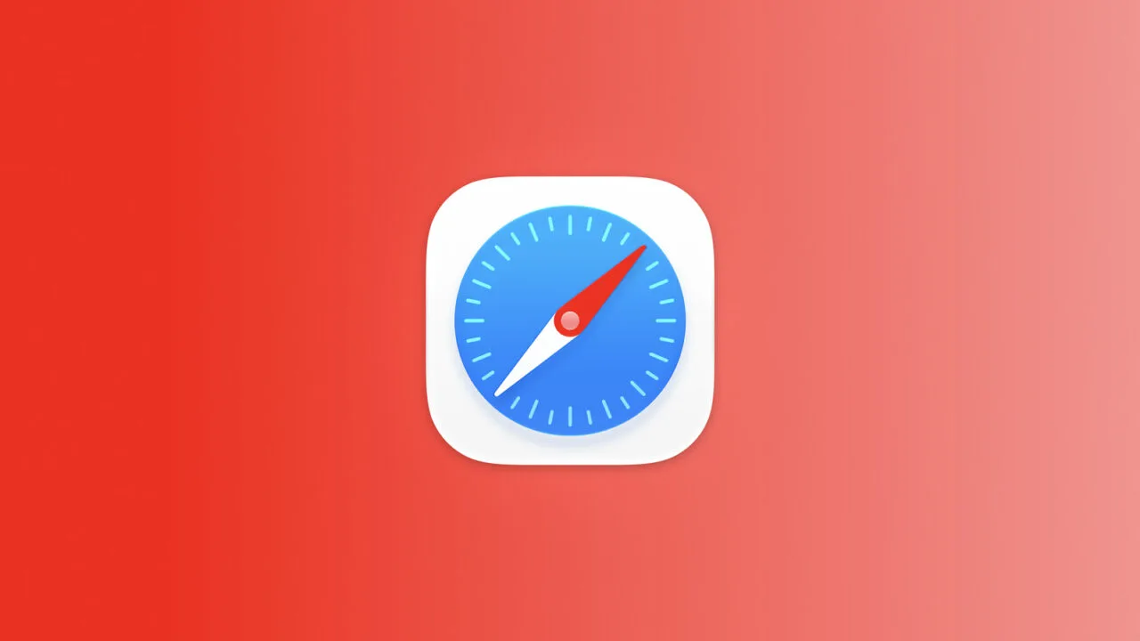 Safari Chrome promotion: Safari app icon on a red gradient