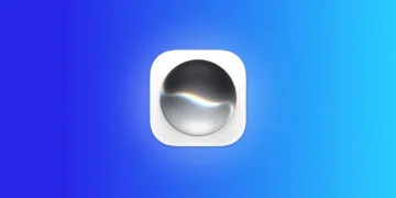 Siri AI: Siri app icon with a silver and black sphere and a light wave on a white tile against a blue gradient